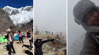 Okamžik hrůzy i úžasu. Turisté zachytili lavinu na Annapurně